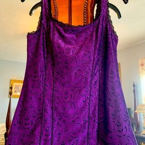 White House Black Market WHBM Purple & Black Corset-style Cami/Tank Size M